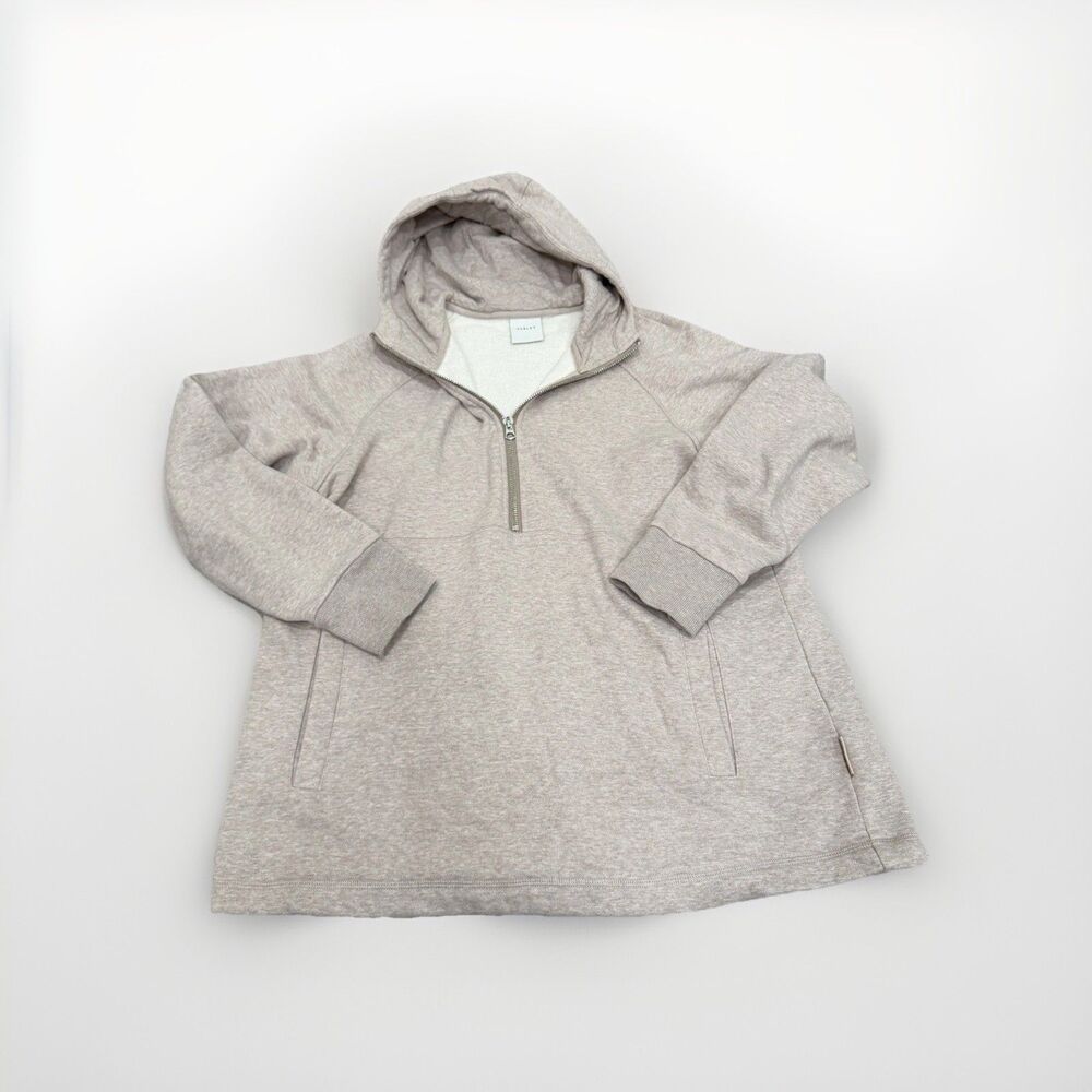 Varley Stirling Half-Zip Hoodie Womens Medium Beige Sweatshirt Pullover VAR01558